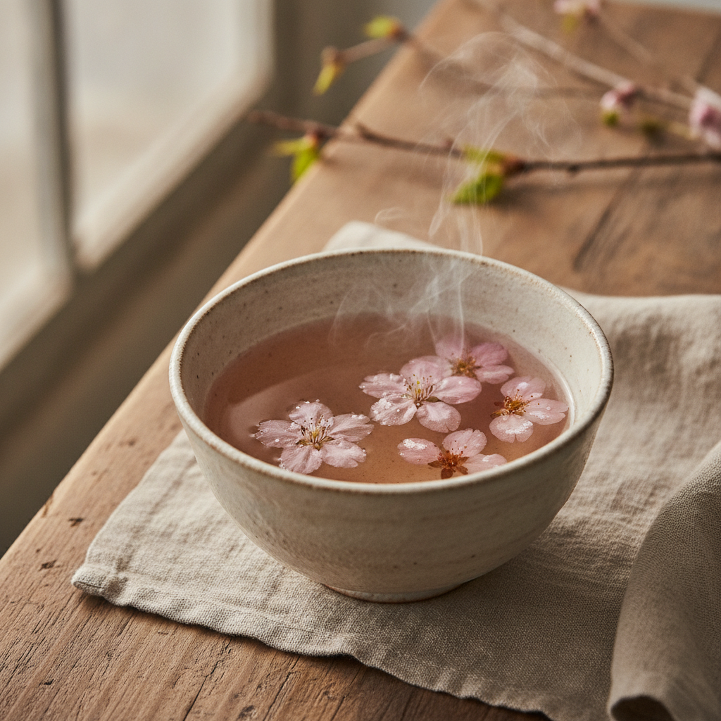 Fragrant Hot Water Infused with Salted Cherry Blossoms