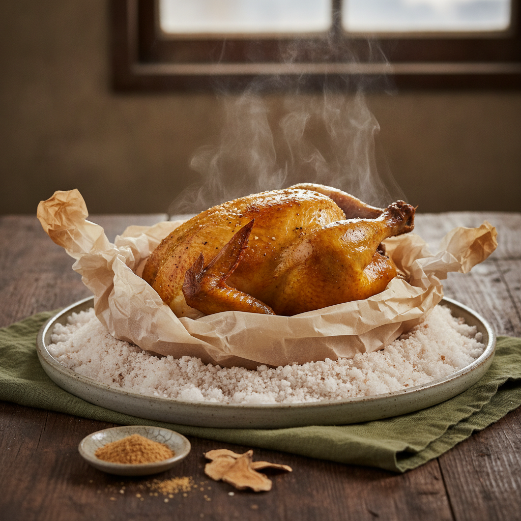 Hakka Salt-Baked Chicken: The Sand-Ginger Bird Buried in Salt