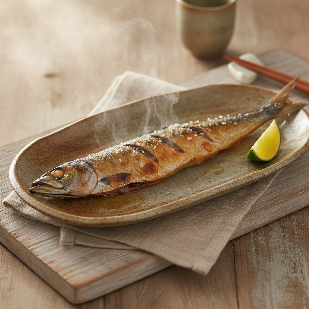 Grilled Pacific Saury Seasoned with Salt