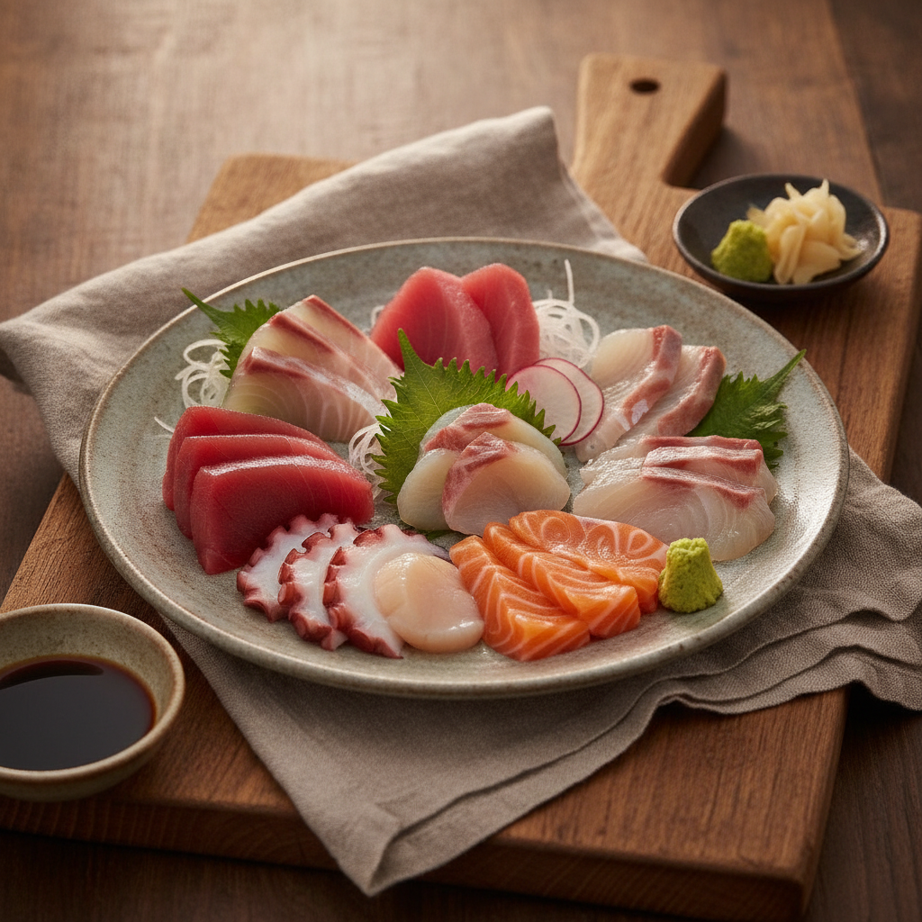 Premium Assortment Of Fresh Sliced Raw Fish