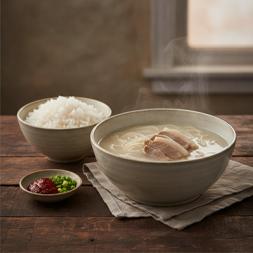 Creamy Ox Bone Soup with Thin Noodles and Rice