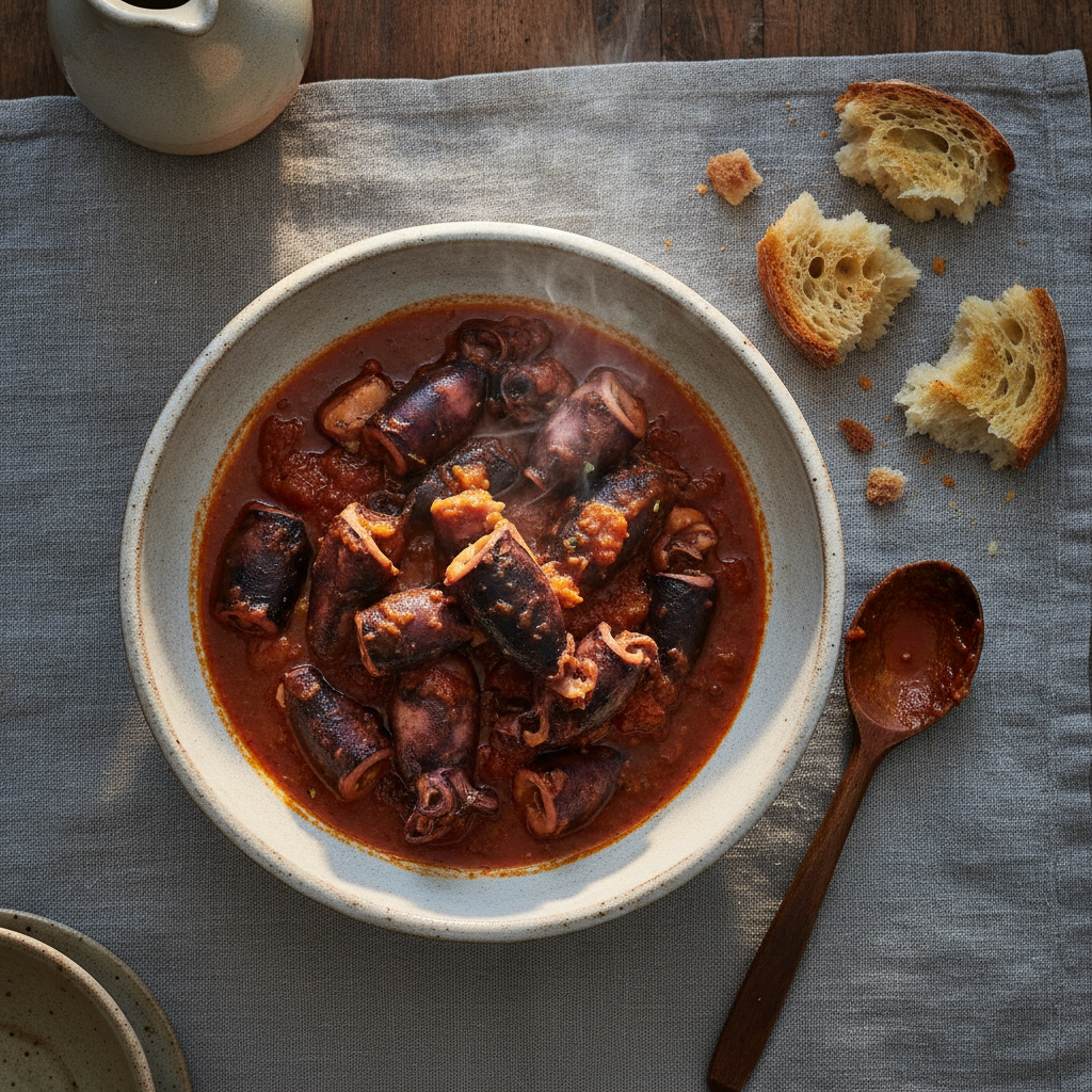 Seppie in Umido — Venetian Braised Cuttlefish in Tomato and Wine