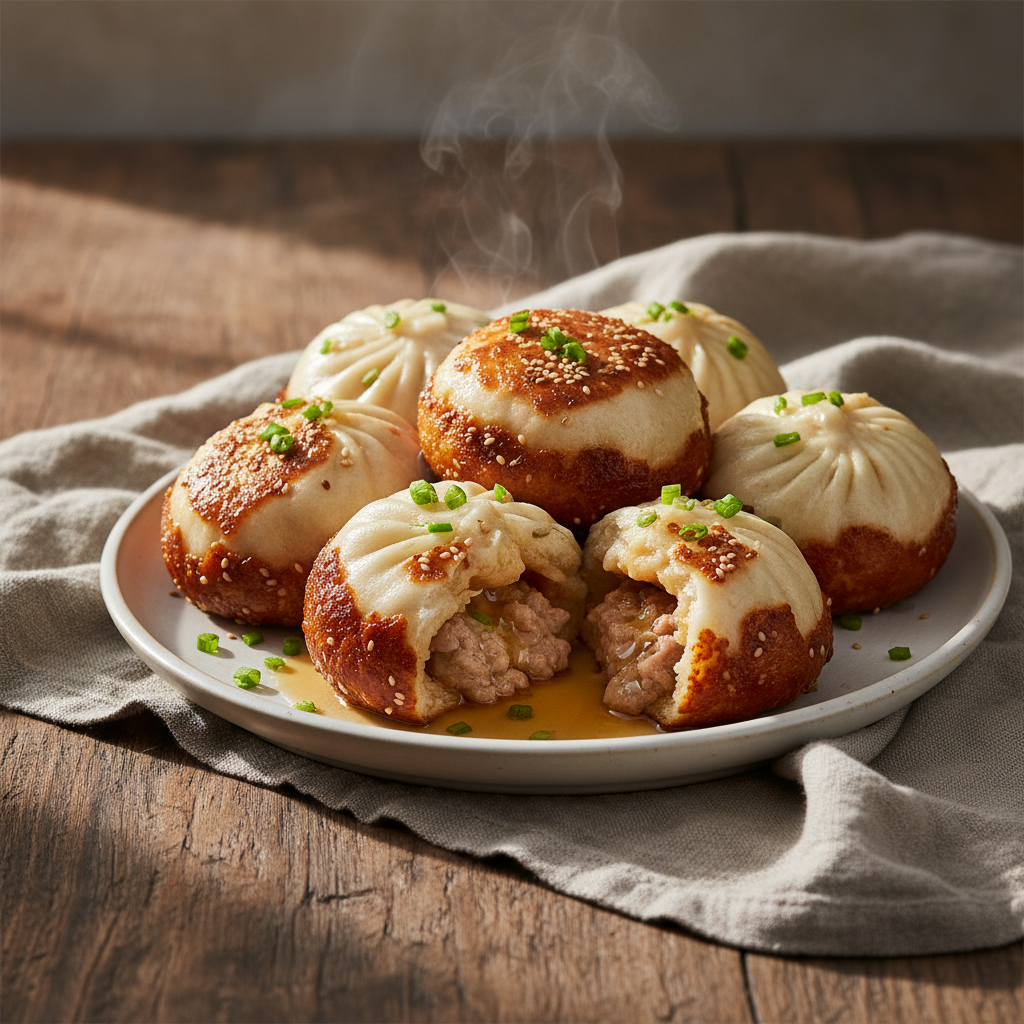 Sheng Jian Bao — Shanghai Pan-Fried Pork Buns with Crispy Bottoms