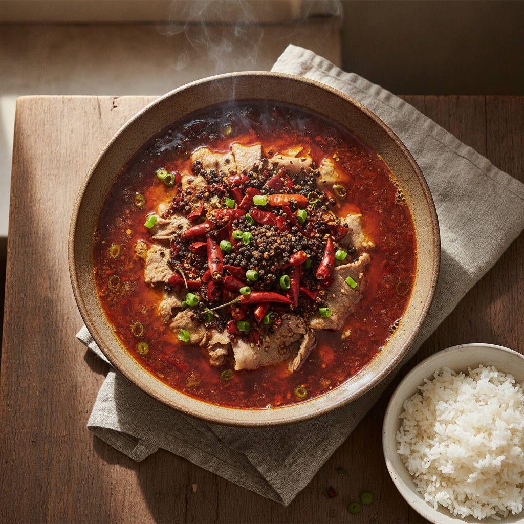 Shui Zhu Beef — Sichuan ‘Water-Boiled’ Beef in Numbing Chili Oil