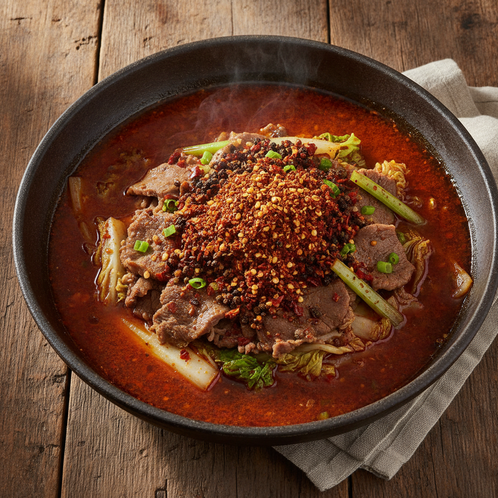 Shui Zhu Niu Rou: Sichuan Boiled Beef in Chili Broth