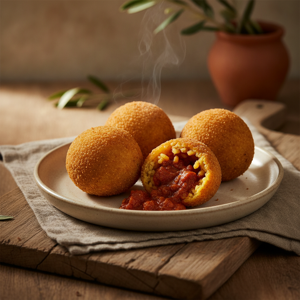 True Sicilian Arancini — Slow Ragù, Saffron Rice, Fried Crisp
