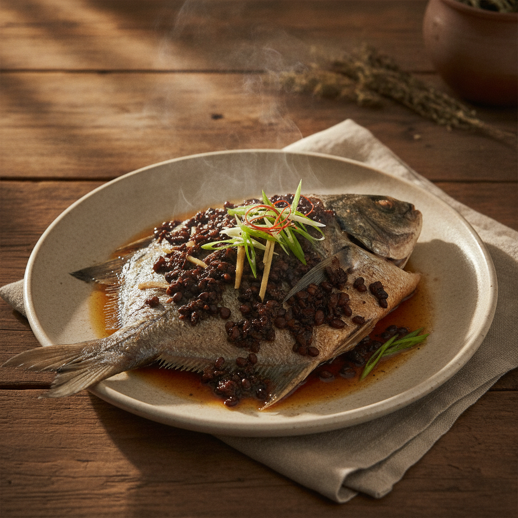 Steamed Pomfret with Fermented Black Bean — Cantonese Restaurant Technique at Home