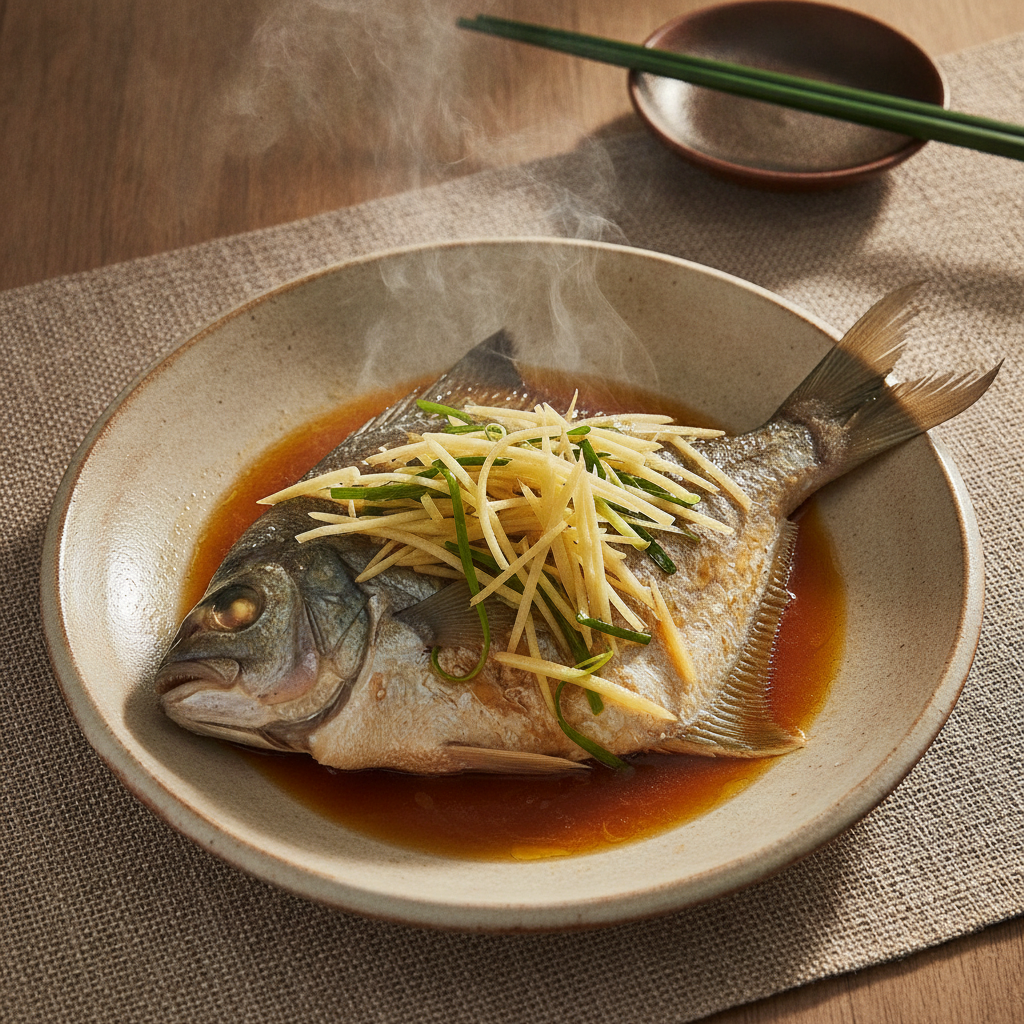 Cantonese Steamed Whole Fish with Scalding Ginger-Scallion Oil