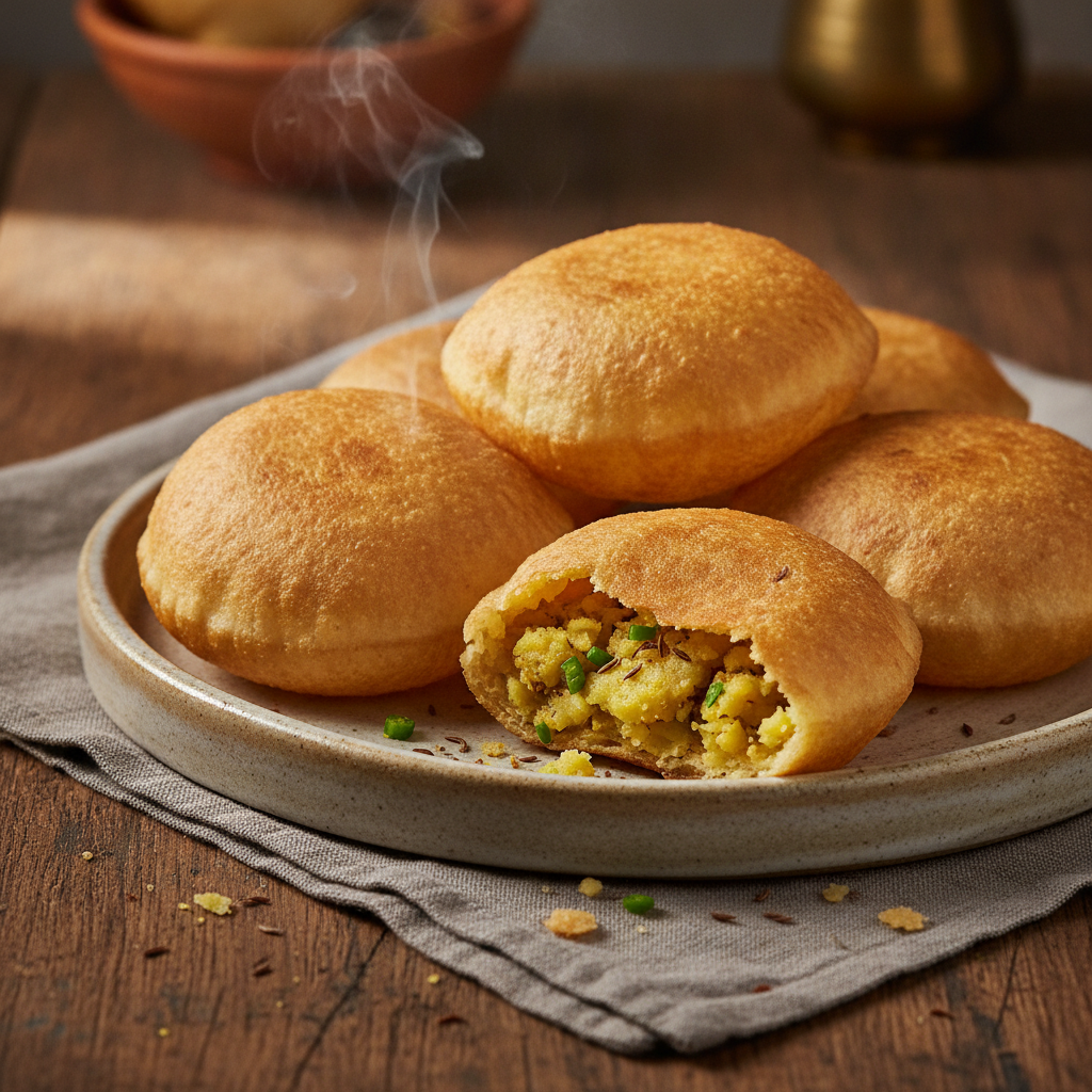 Stuffed Bhatura: Spiced Potato-Filled Puffed Bread