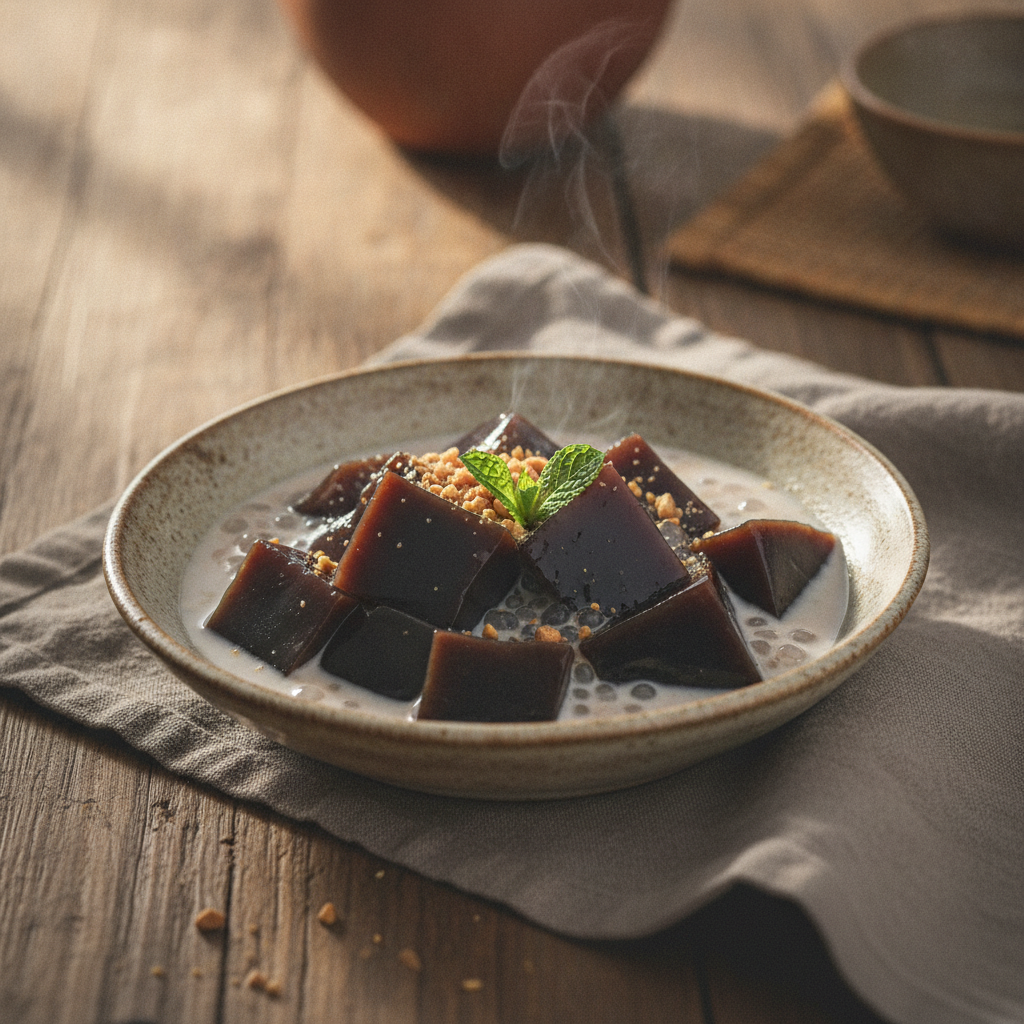 Refreshing Vietnamese Grass Jelly Dessert