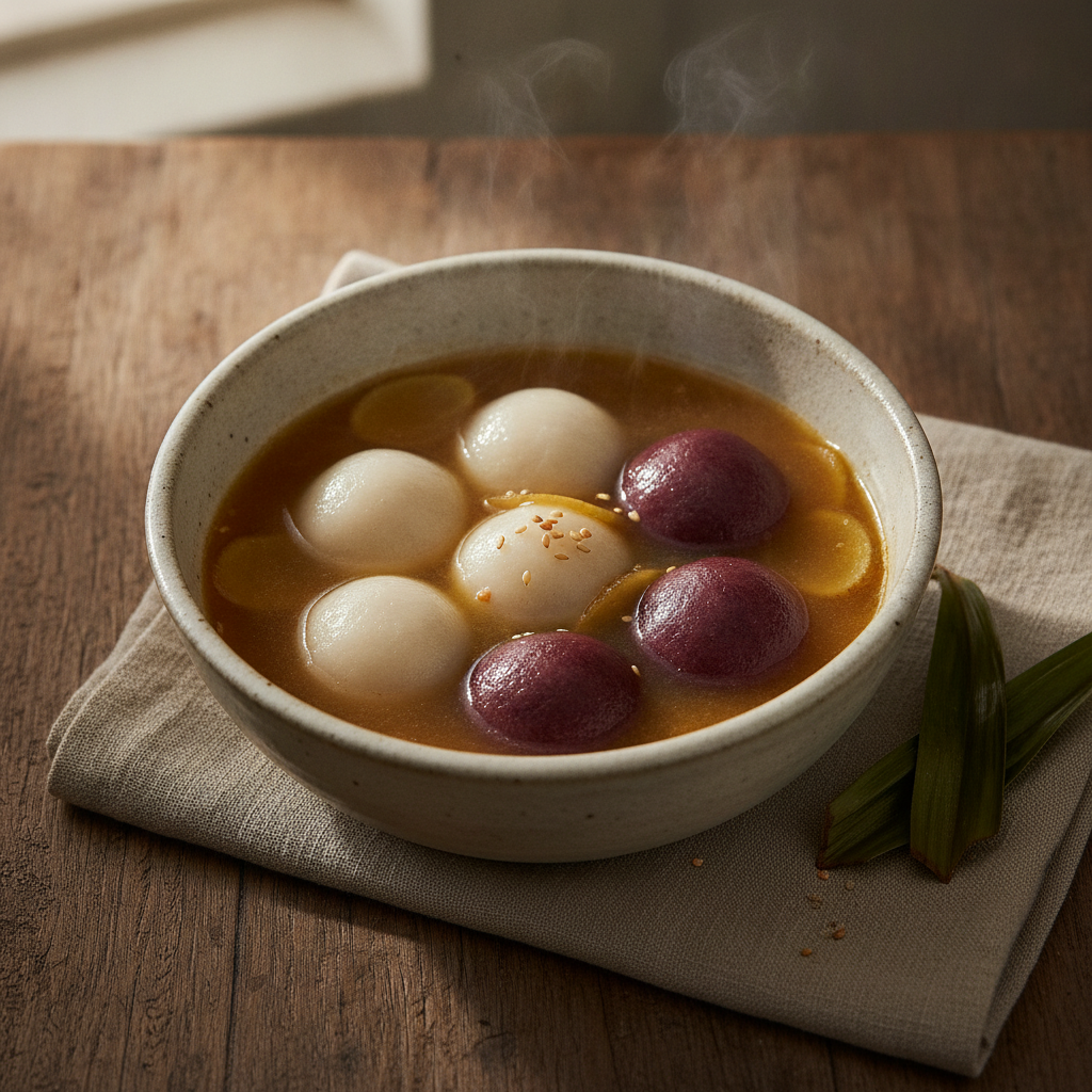 Sweet Glutinous Rice Balls Tangyuan in Ginger Soup