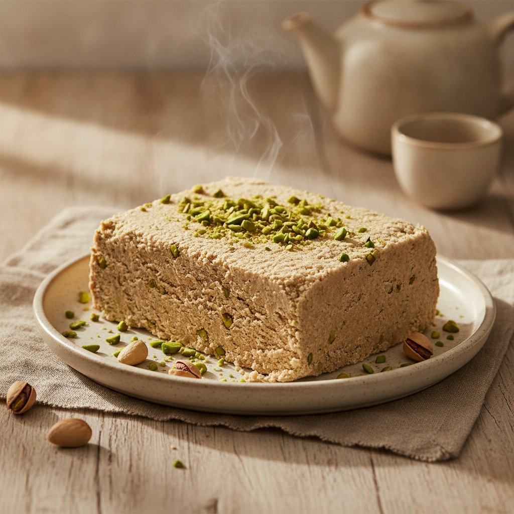 Dense Sweet Sesame Confectionery with Pistachios