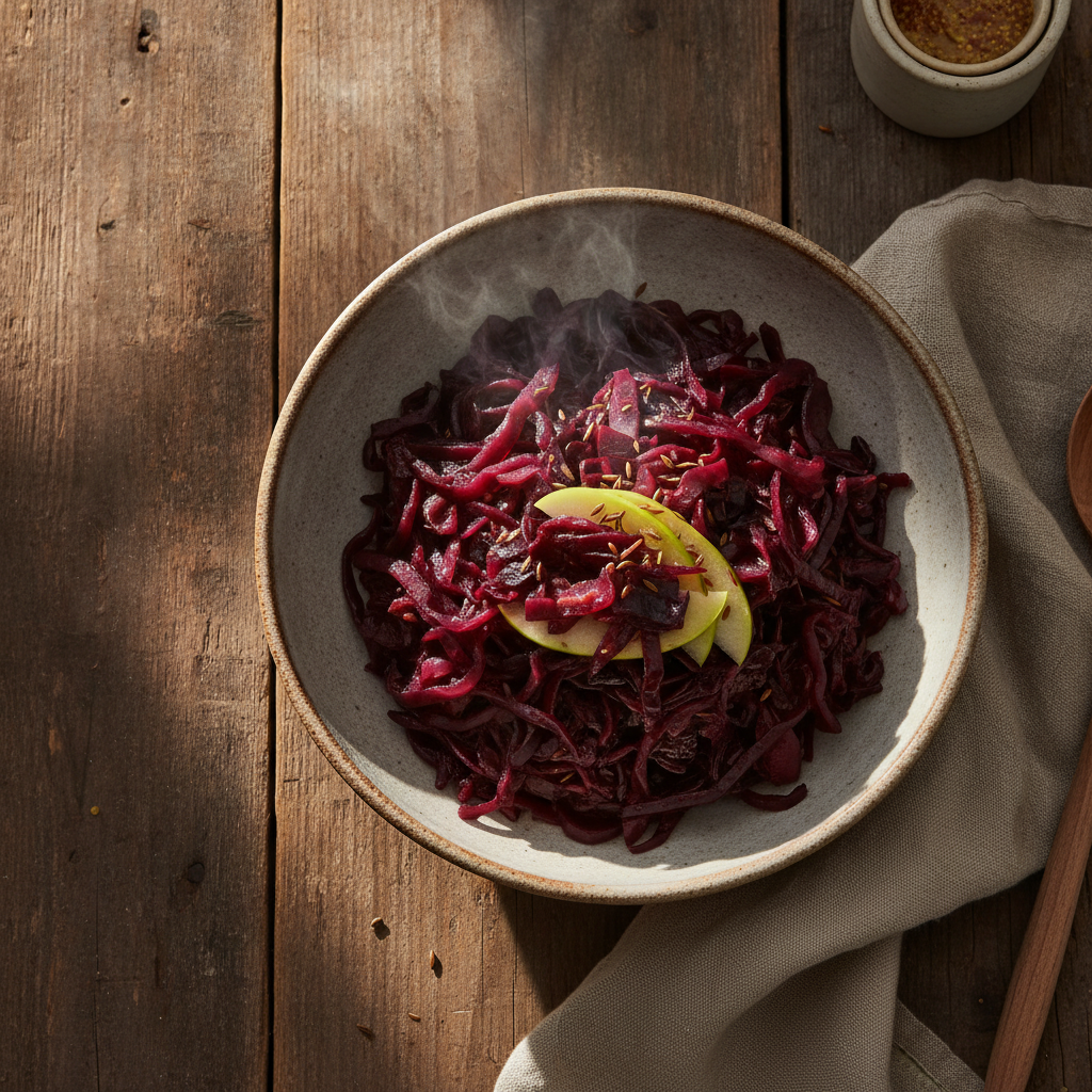 Sweet and Sour Braised Red Cabbage, a Traditional Side
