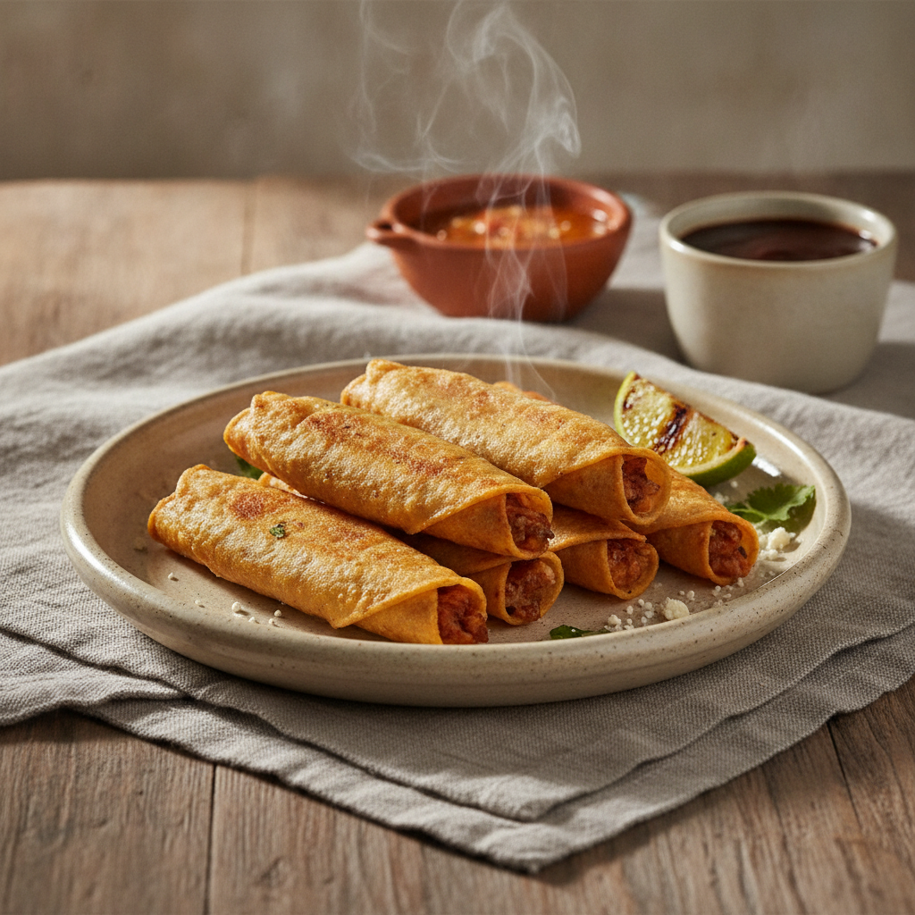 Tacos Dorados: Crispy Fried Rolled Tacos with Various Fillings
