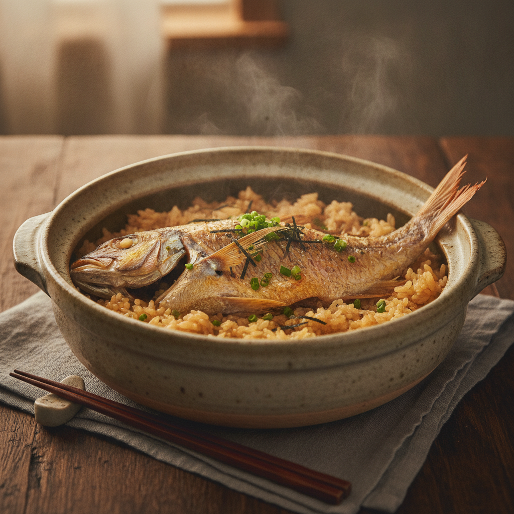 Whole Sea Bream Cooked Together with Rice