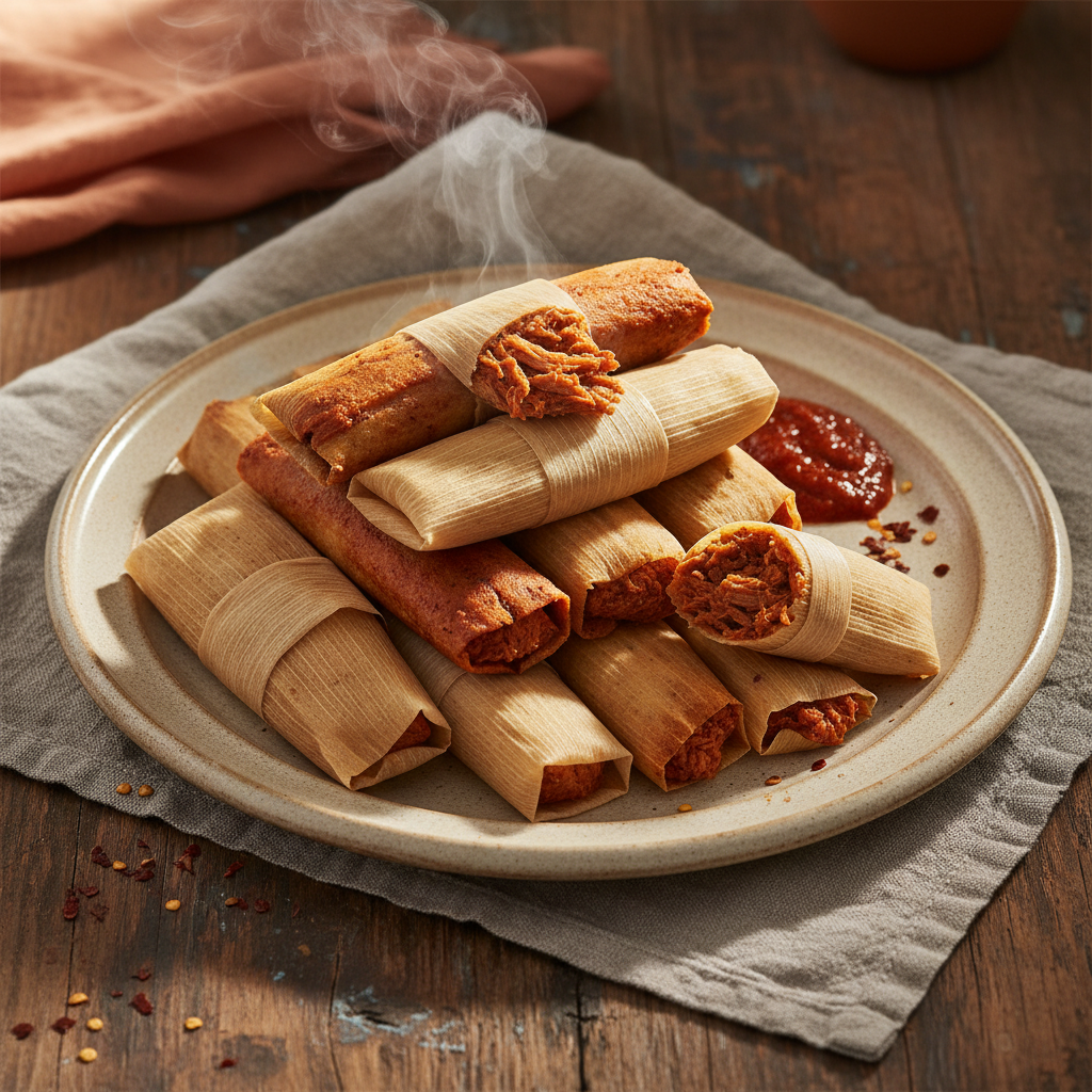 Tamales de Puerco Rojo — Red chile pork tamales