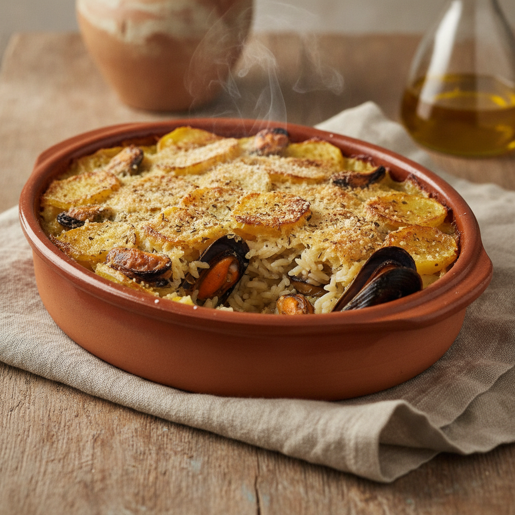 Tiella Barese: The Pugliese Rice, Potato and Mussel Bake