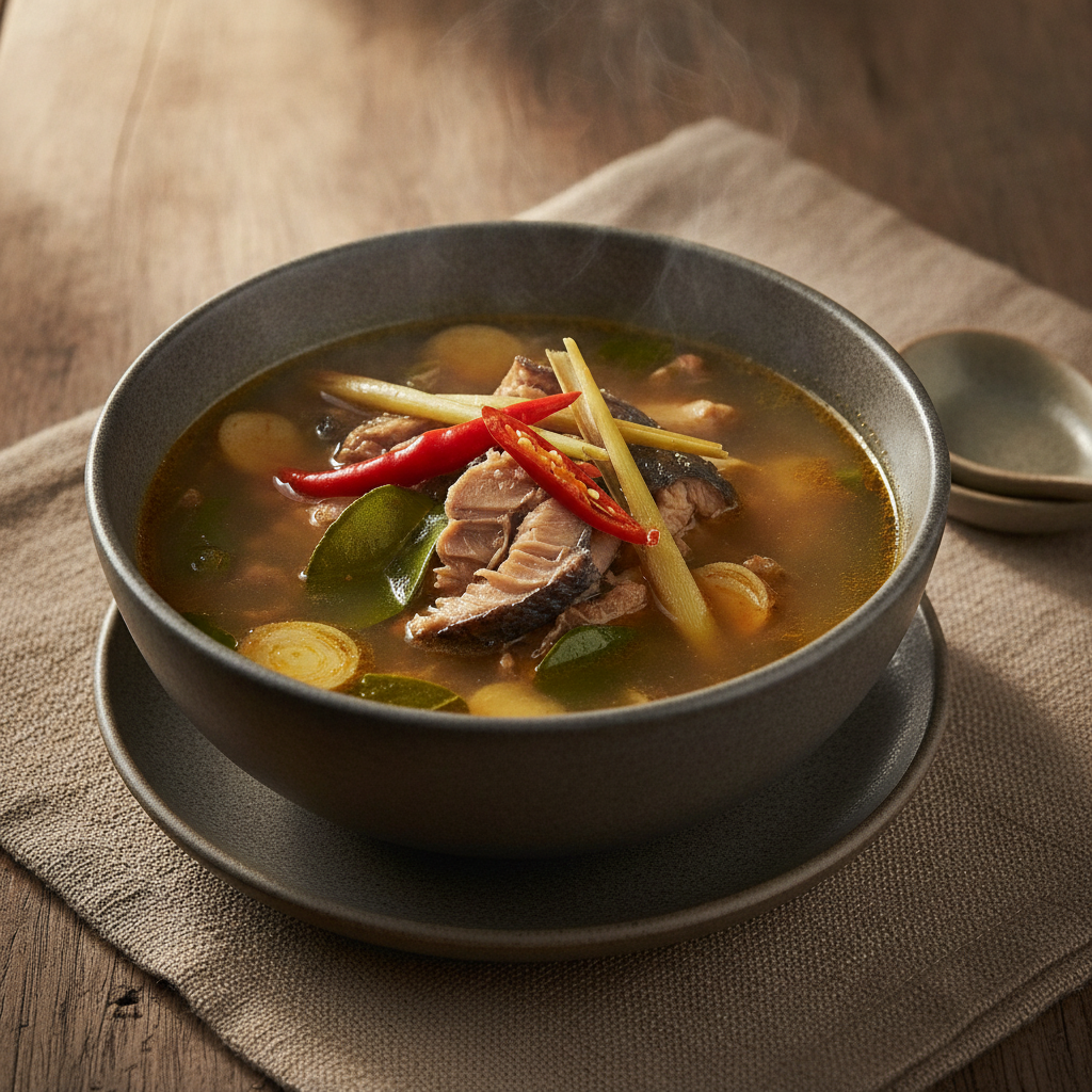 Sour and Spicy Smoked Dry Fish Soup