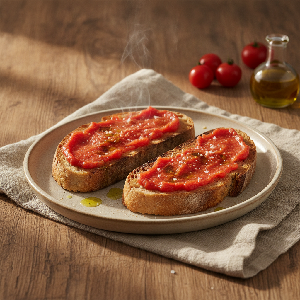 Simple Spanish Breakfast Toast with Tomato and Oil