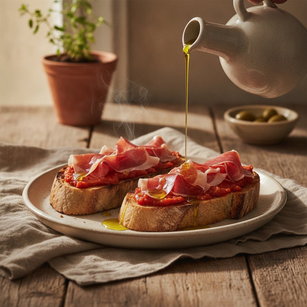 Toasted Bread with Cured Ham and Olive Oil