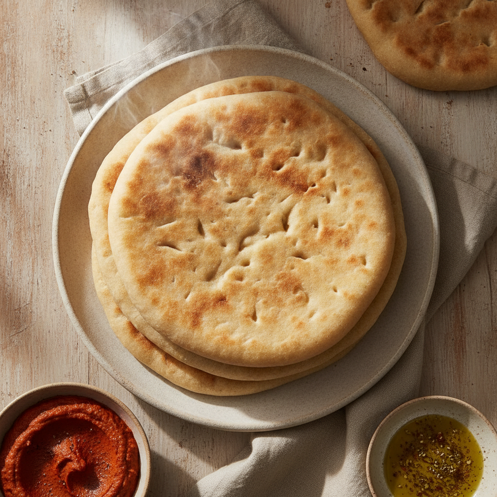 Classic Round Middle Eastern Flatbread for Dipping