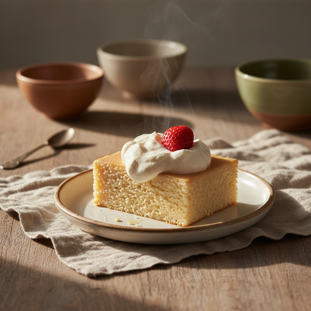 Tres Leches Cake — Three-milk soaked sponge