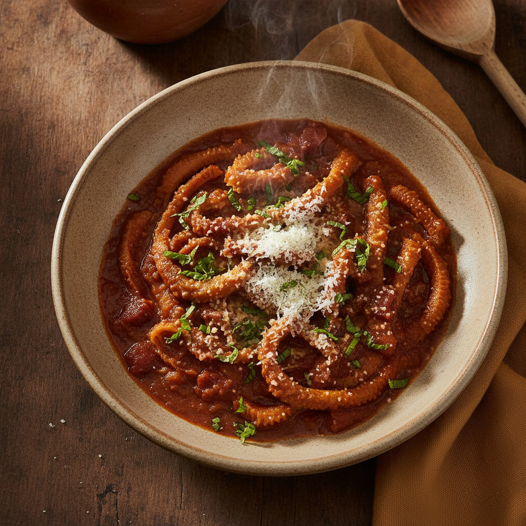 Trippa alla Romana: Roman Tripe Braised in Tomato with Mint and Pecorino
