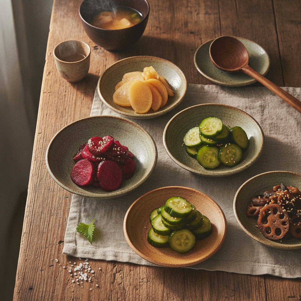 Assortment Of Traditional Fermented Japanese Pickles