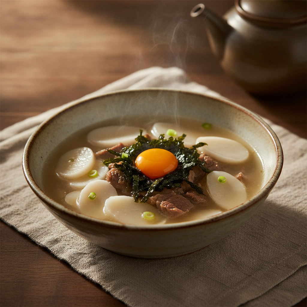 Tteokguk: New Year's Rice Cake Soup in Broth