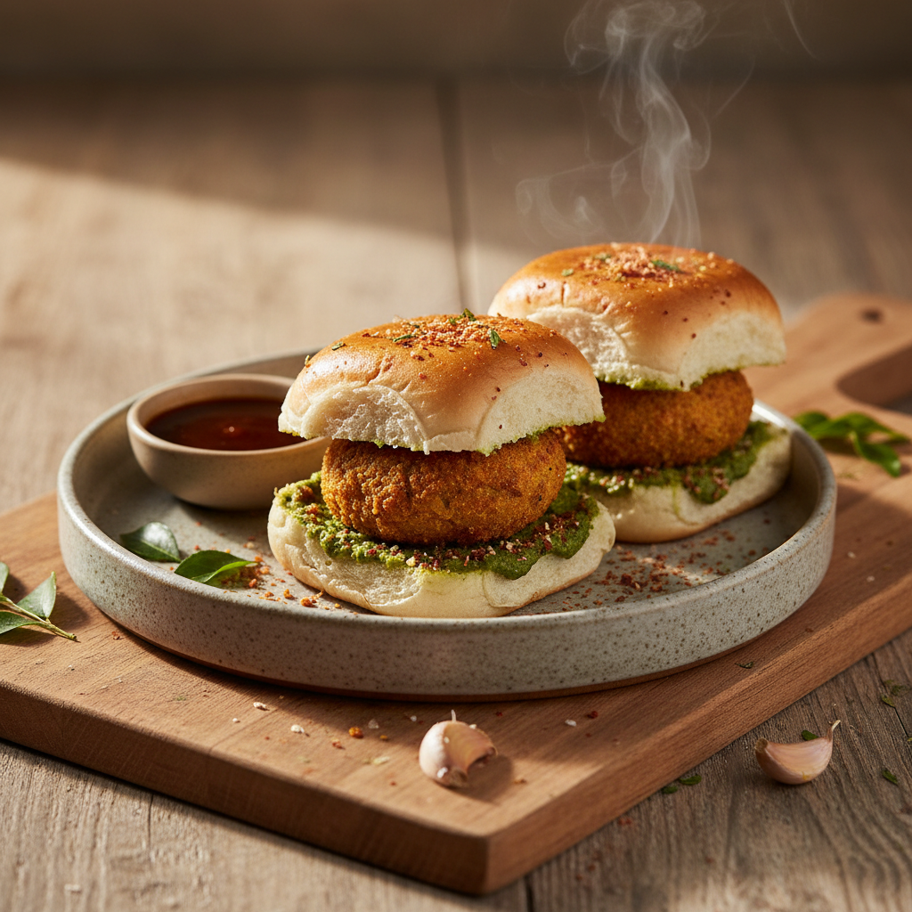 Vada Pav — Mumbai's Legendary Potato Slider with Two Chutneys