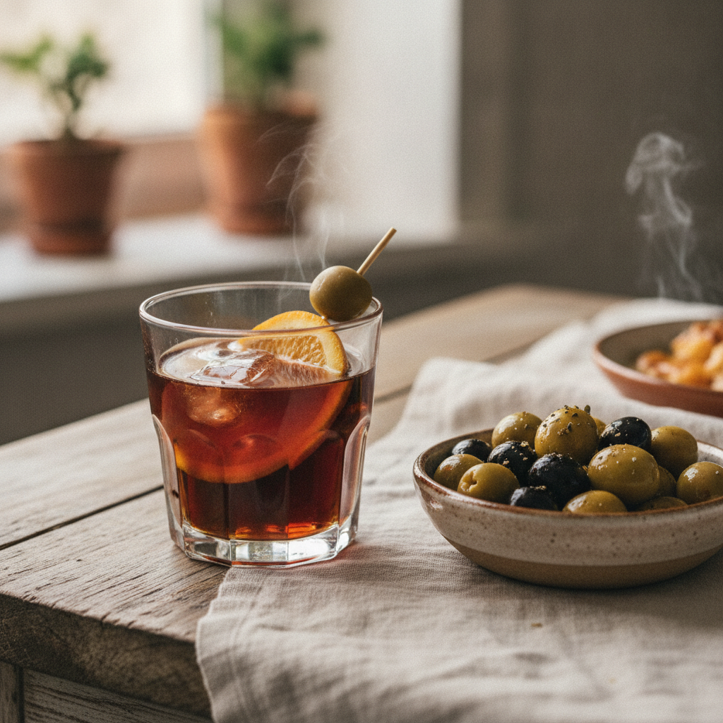 Classic Spanish Vermouth Aperitif with Olives