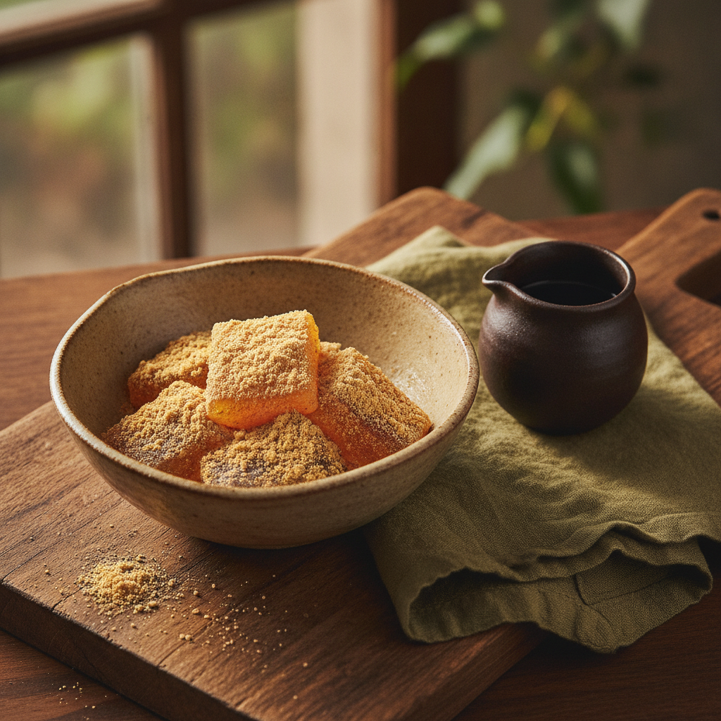 Chilled Bracken Starch Mochi with Kinako Powder