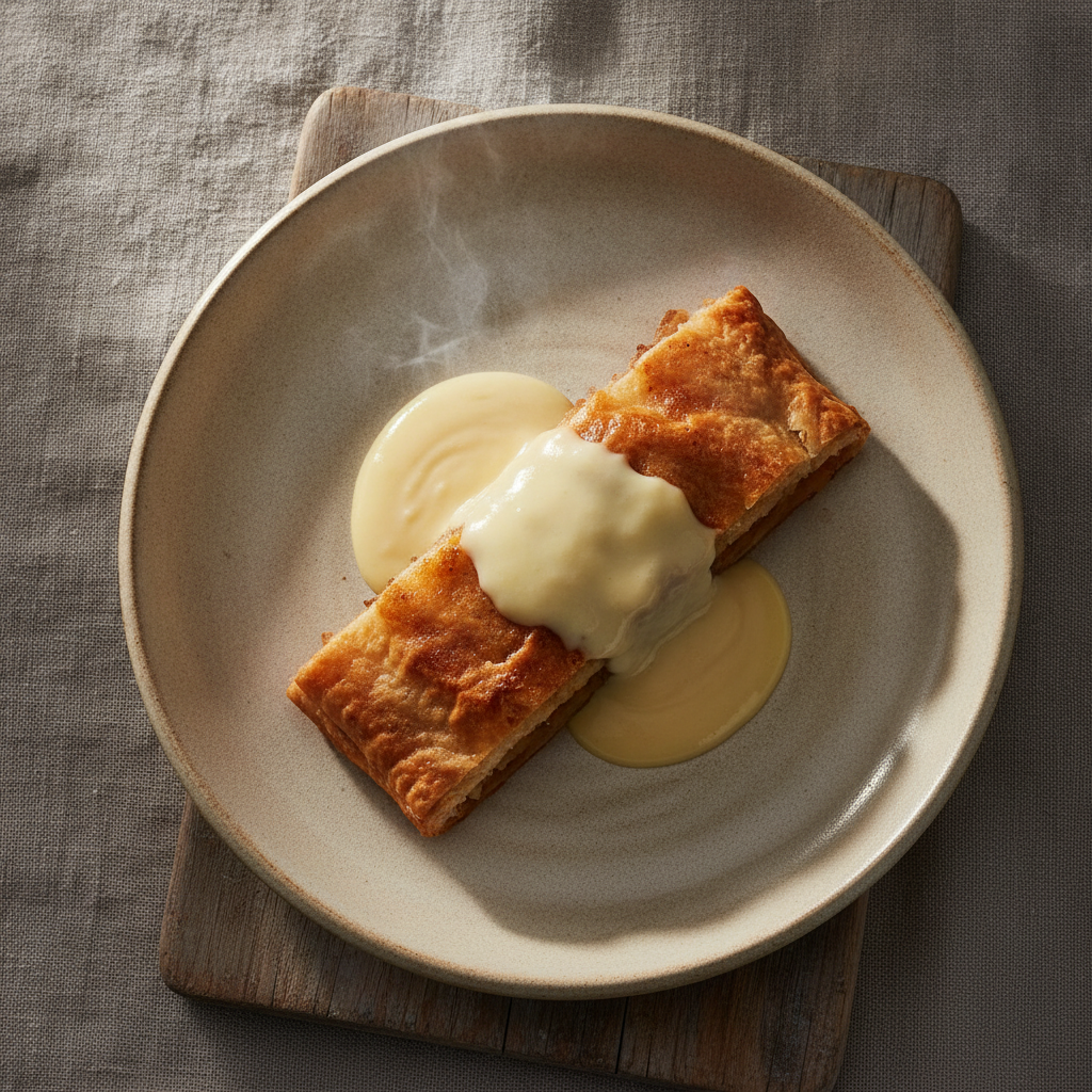 Delicious Warm Apple Strudel with Vanilla Sauce