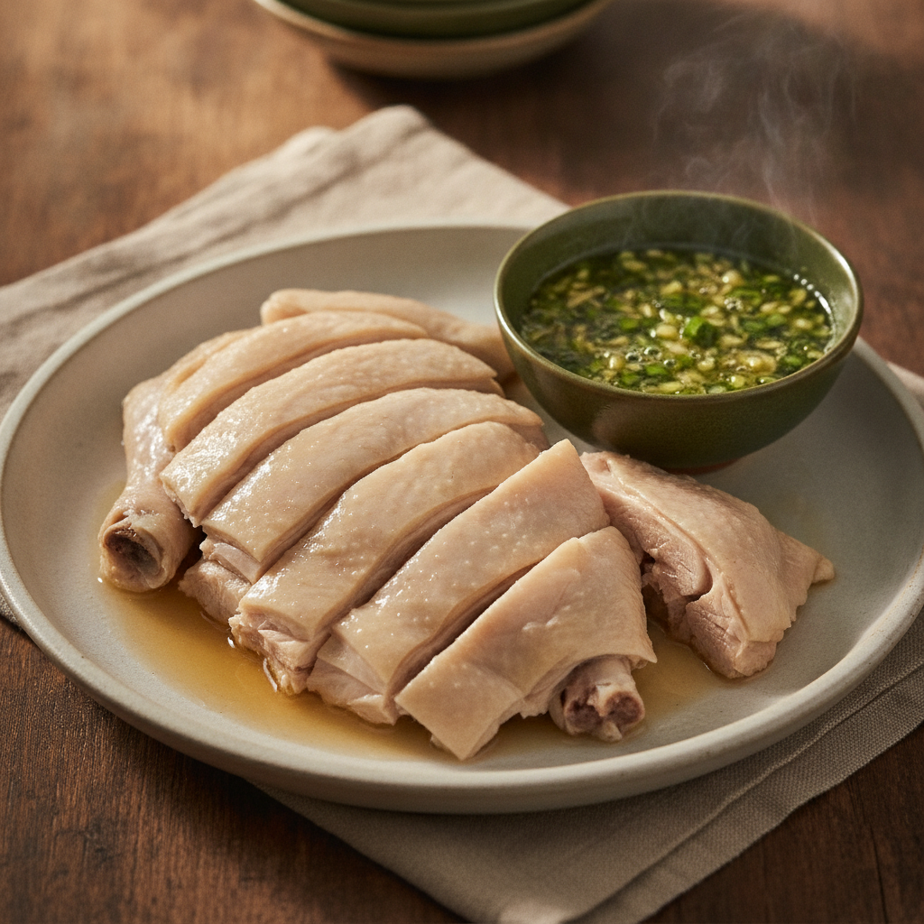 White Cut Chicken with Ginger Scallion Sauce — Simple, Silky, Unforgettable