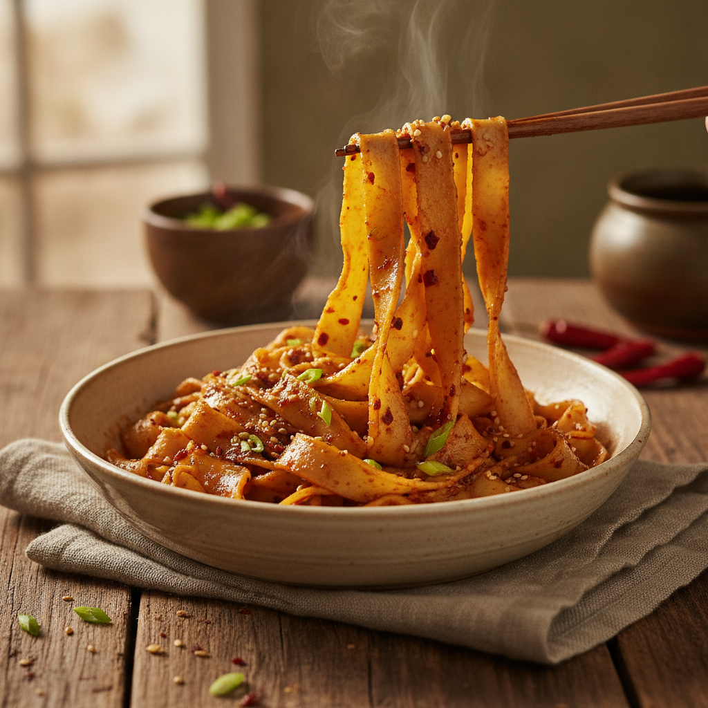 Xi'an Biang Biang Noodles Hand-Ripped with Chili Oil