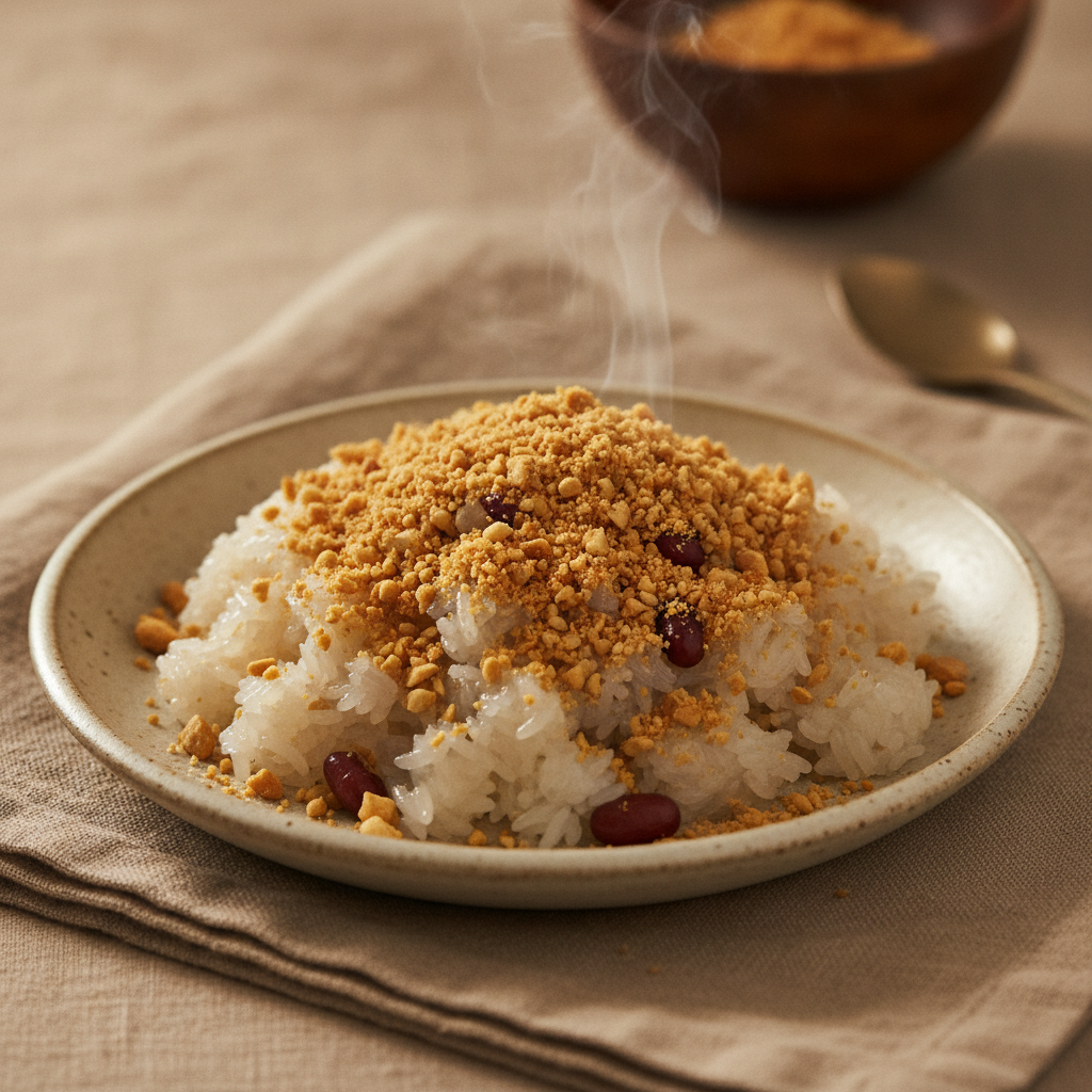 Sweet Sticky Rice with Crushed Peanuts