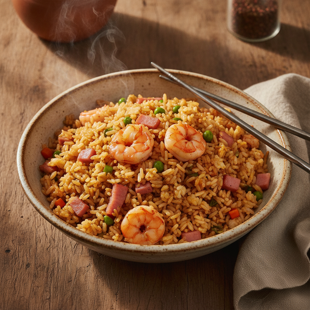 Yang Chow Fried Rice: The Yangzhou Classic with Shrimp, Ham, and Golden Egg