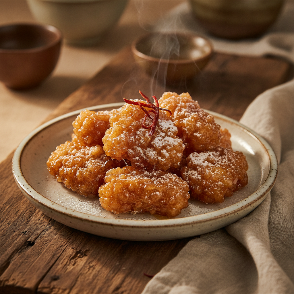 Traditional Fried Glutinous Rice Cookies, a Sweet Korean Snack