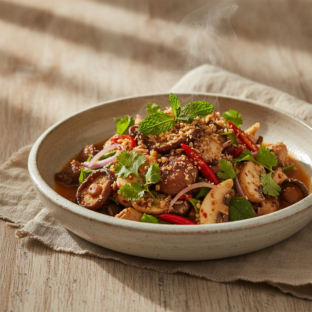 Spicy Mixed Mushroom and Herb Salad