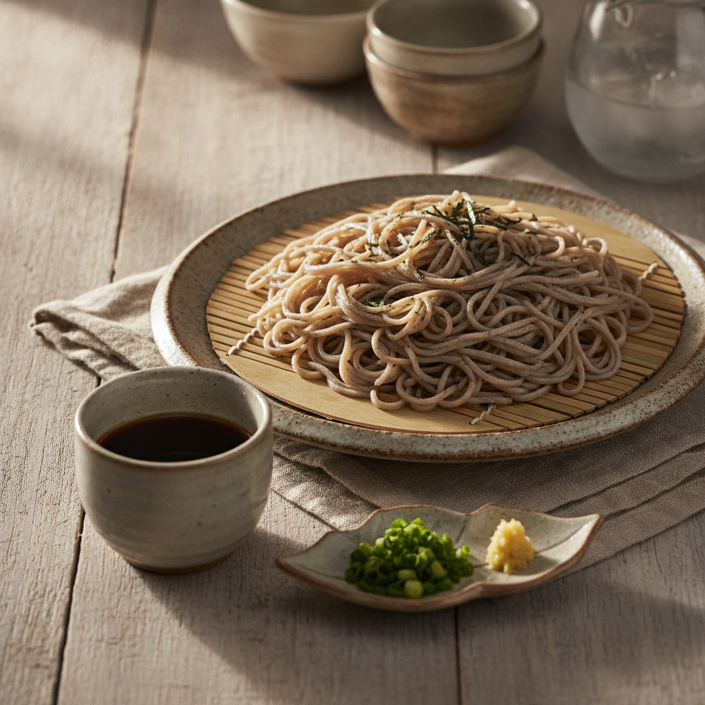 Chilled Zaru Soba Buckwheat Noodles with Dipping Sauce