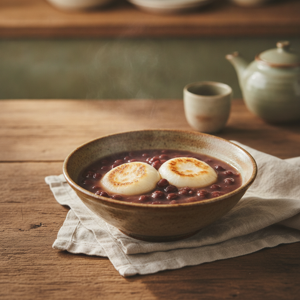 Warm Sweet Red Bean Soup with Mochi