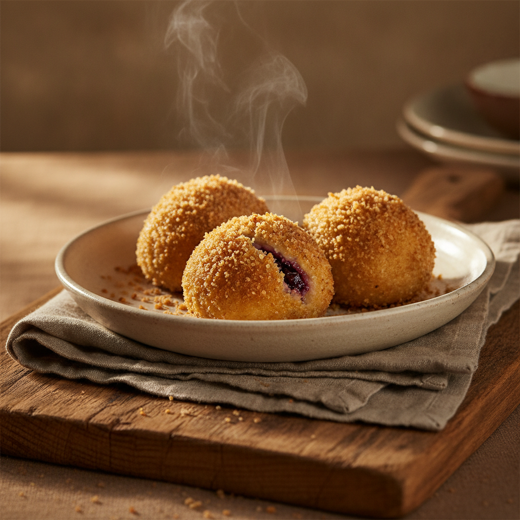 Sweet Plum Dumplings Rolled in Toasted Breadcrumbs